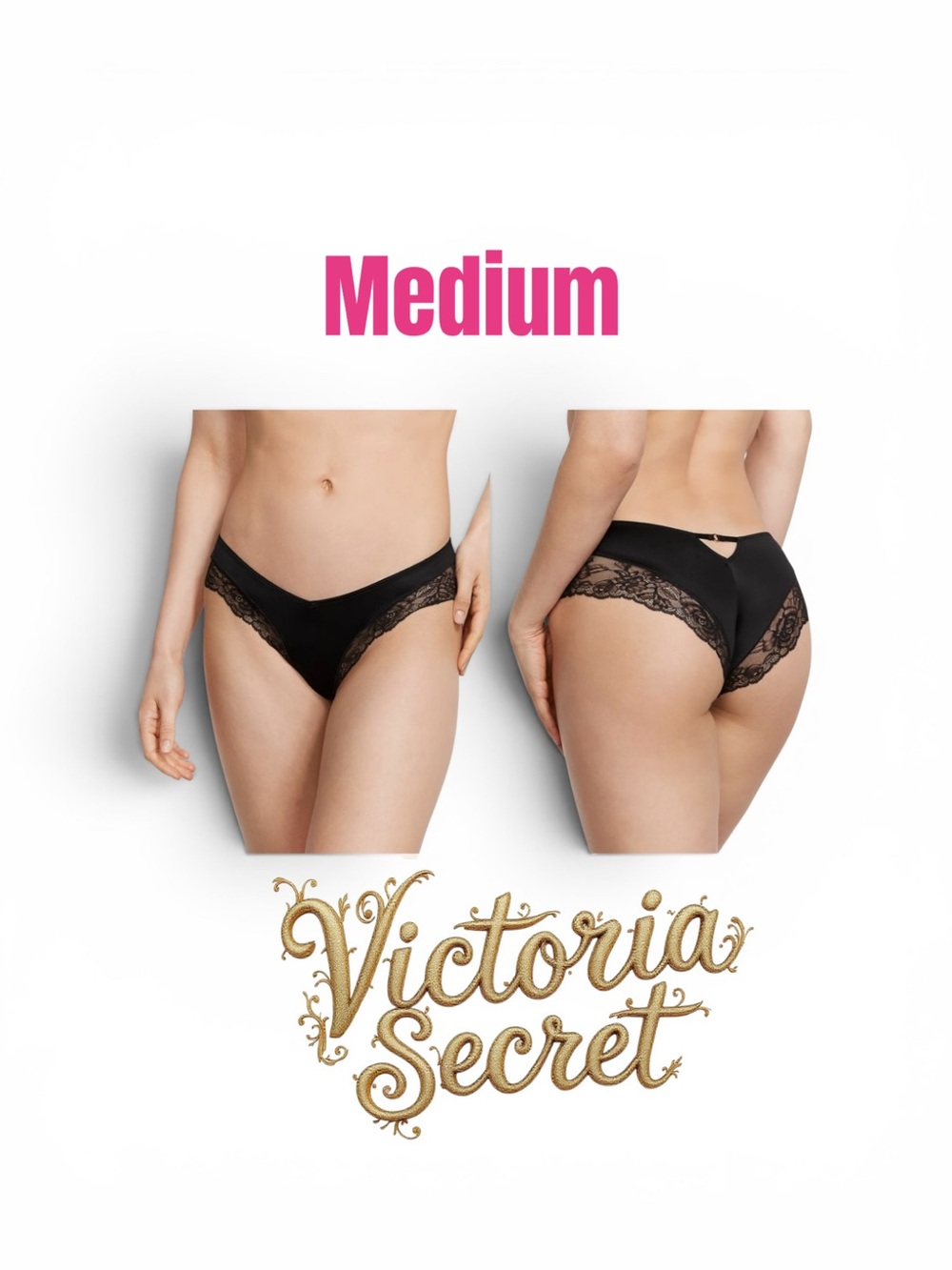 Victoria's Secret Black Lace Bikini Panty - Medium cheeky